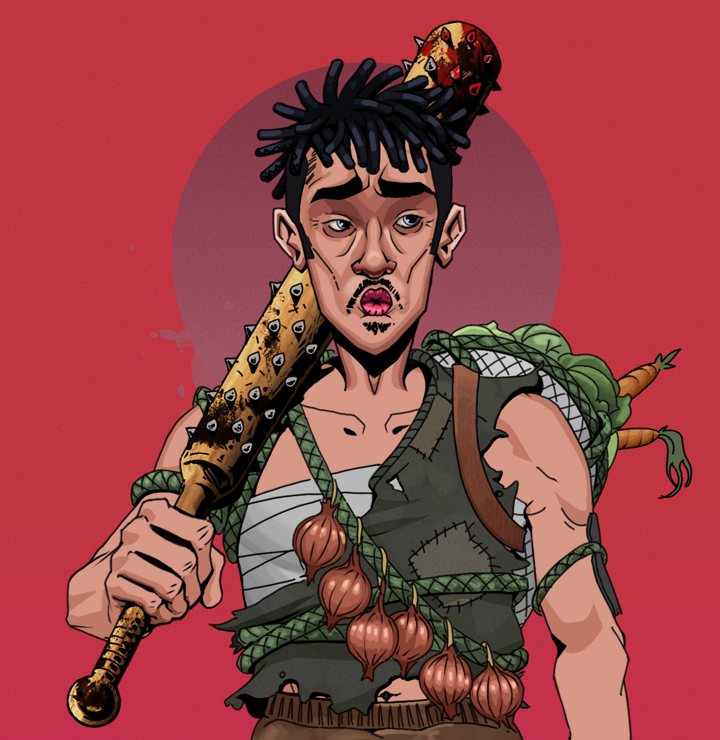 Masumi Steel — Degen Dojo NFT art (Shirtless Runt, Red High Moon, Degens, Farmer, Masumi Steel, Black Bantu Knots, Yakuza Club, Mint)