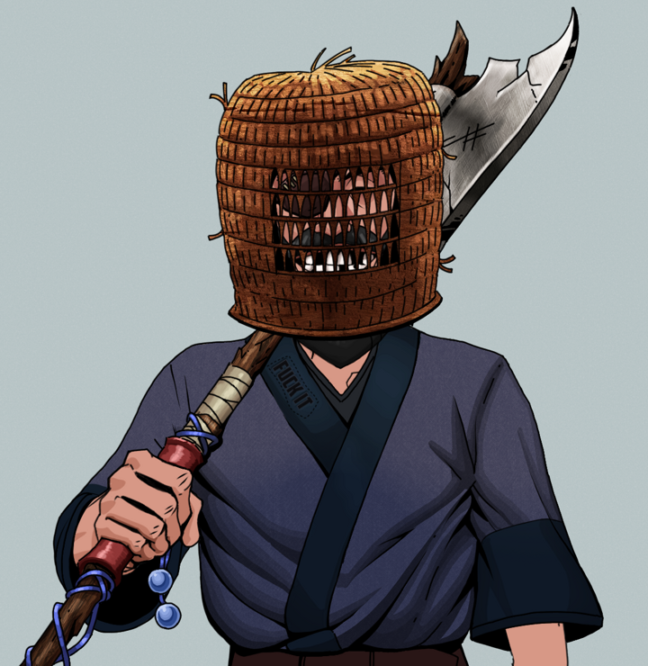 Igor The Veteran — Degen Dojo NFT art (Shirtless Runt, Light Grey, Degens, Fuck You Kimono, Igor The Veteran, Tengai Basket, Broken Nagatina, Mint)