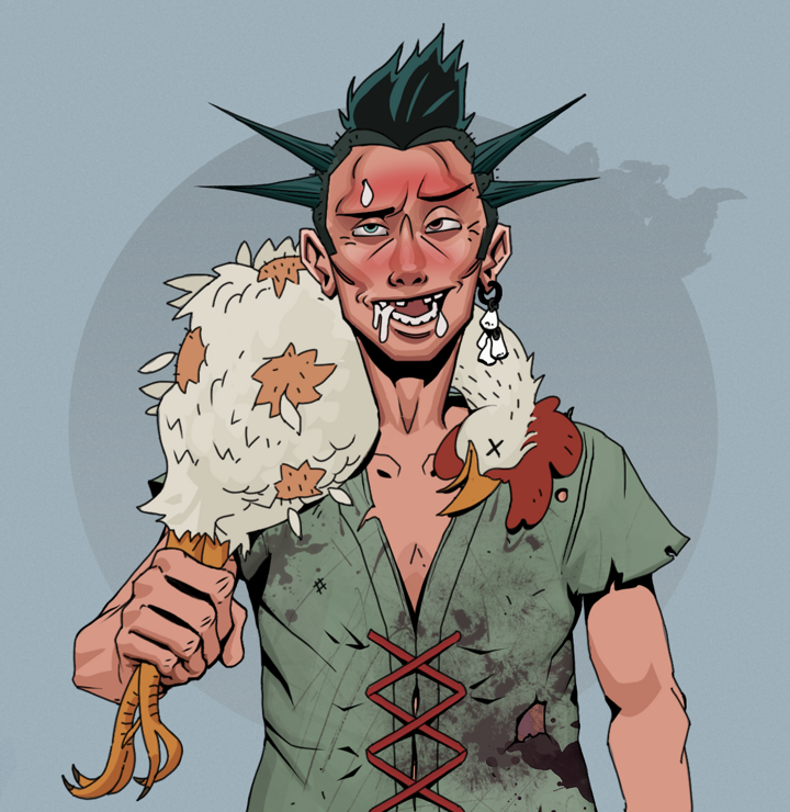Yuuki — Degen Dojo NFT art (Foes Teeth, Grey Mist, Degens, Dirty Peasant Rags, Yuuki, Shirtless Runt, Yakuza Ruffian, Chicken, Mint)