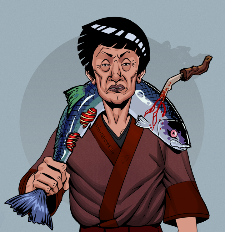 Goro — Degen Dojo NFT art (Shirtless Runt, Grey Mist, Degens, Proud Dejen Kimono, Goro, Rock Lee, Dead Fish, Mint)