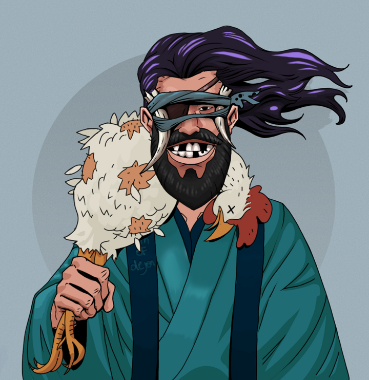 Igor The Veteran — Degen Dojo NFT art (Shirtless Runt, Grey Mist, Degens, Dejen Apostate, Igor The Veteran, Tied Horns, Flowing Battousai, Chicken, Mint)