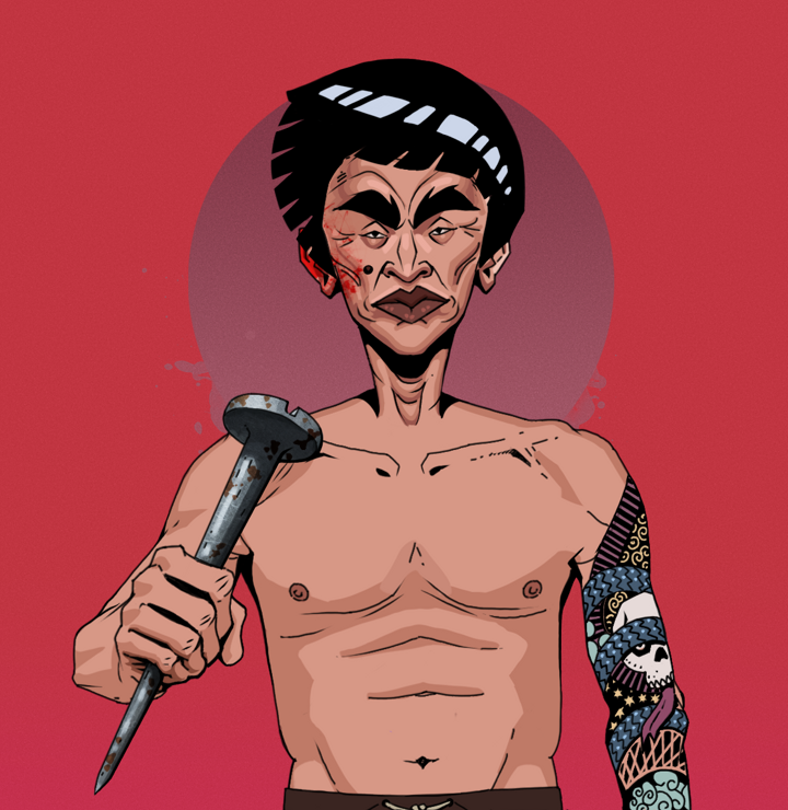 Young Yuji — Degen Dojo NFT art (Shirtless Runt, Red High Moon, Degens, Skull Sleeve, Young Yuji, Rock Lee, Rusty Nail, Mint)