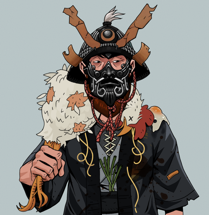 Igor The Bear — Degen Dojo NFT art (Shirtless Runt, Light Grey, Degens, Glutton Fight, Igor The Bear, Black Iron Kabuto, Chicken, Mint)