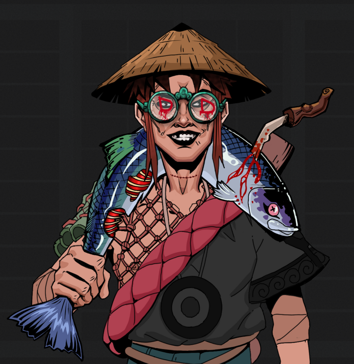 Junichiro Reborn — Degen Dojo NFT art (Shirtless Runt, Shoji Night, Degens, Village Leader, Junichiro Reborn, Dojo Graffiti, Rice Hat, Dead Fish, Mint)