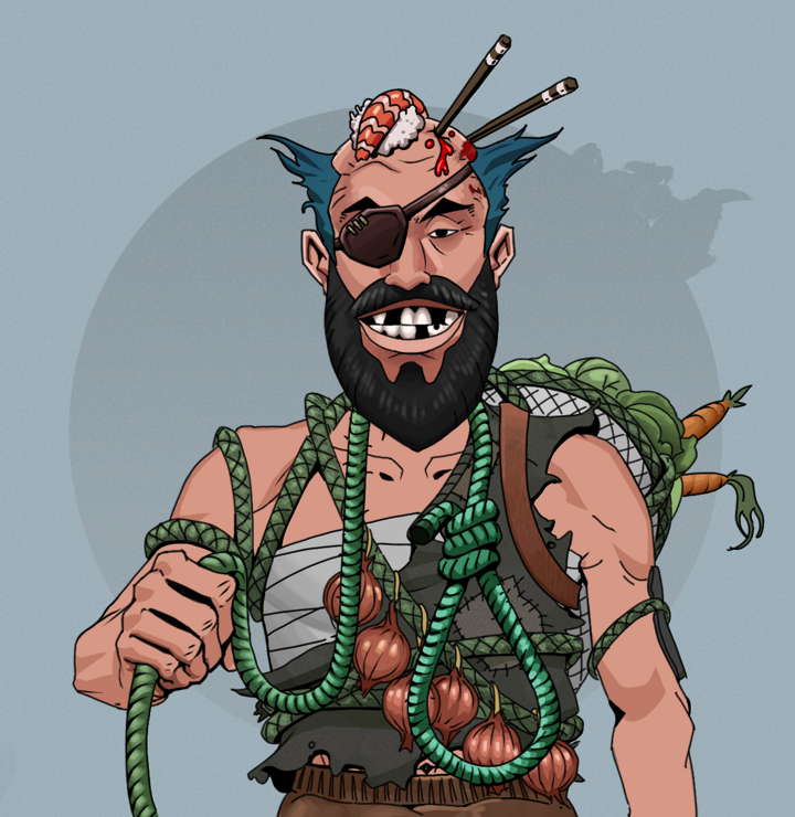 Igor The Veteran — Degen Dojo NFT art (Shirtless Runt, Grey Mist, Degens, Farmer, Igor The Veteran, Sushi Fight, Noose, Mint)