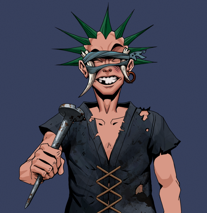 Cheery Haru — Degen Dojo NFT art (Wooden Loop, Blue Evening, Degens, Black Peasant Sack, Cheery Haru, Tied Horns, Zapachi, Rusty Nail, Mint)