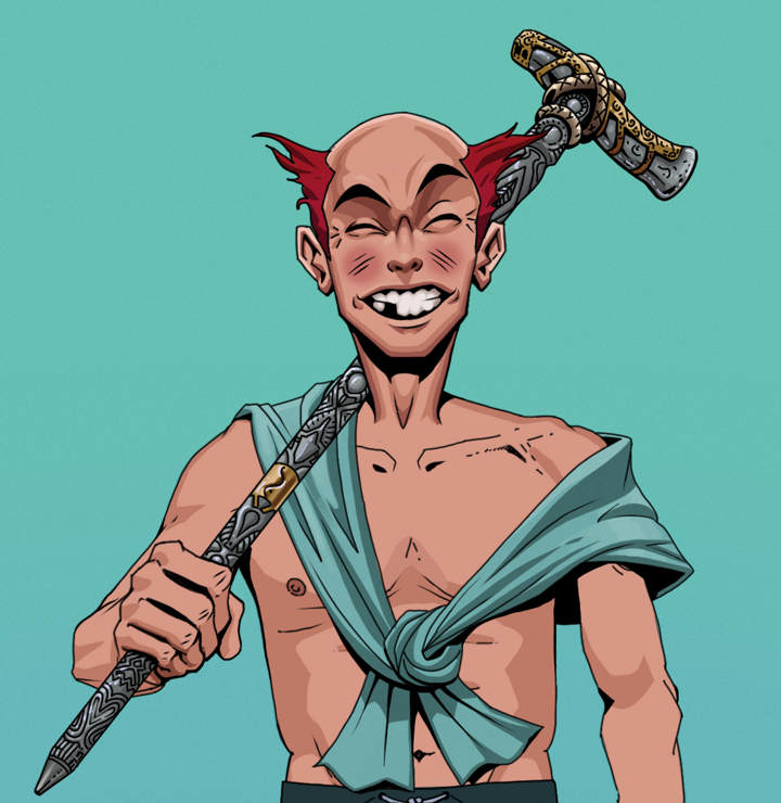 Cheery Haru — Degen Dojo NFT art (Shirtless Runt, Teal Daytime, Degens, Queeny Chic, Cheery Haru, Red Heihachi, Artisan Walking Cane, Mint)