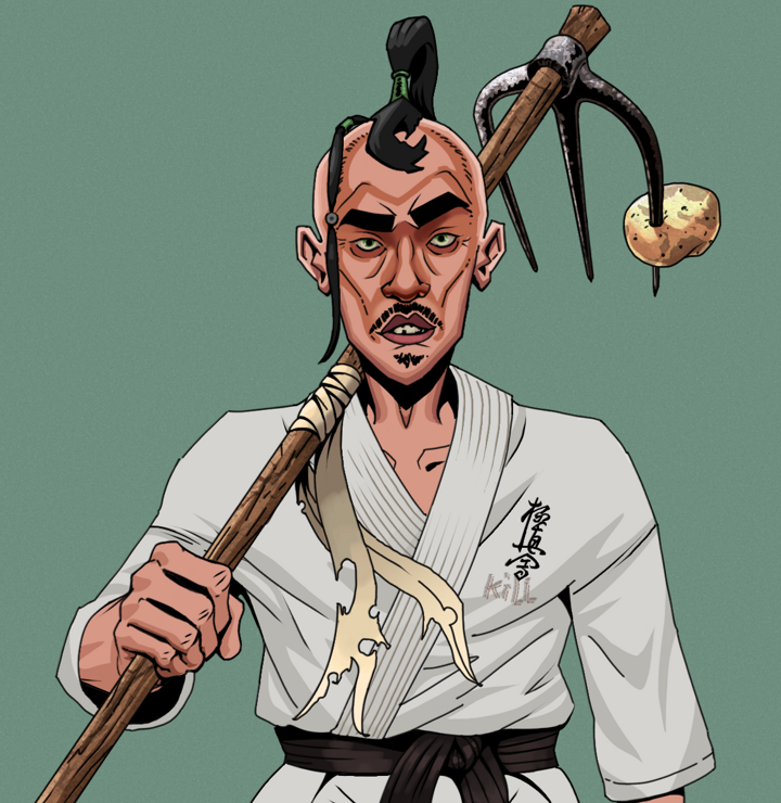 Gloomy Masumi — Degen Dojo NFT art (Shirtless Runt, Olive Green, Degens, Student Gi, Gloomy Masumi, Dejen Samurai, Farmers Hoe, Mint)
