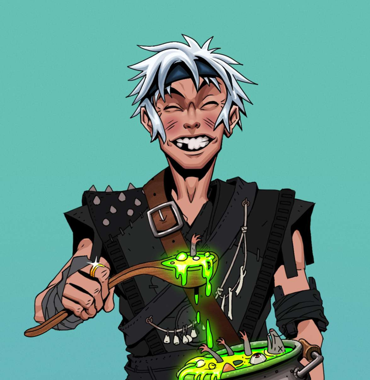 Cheery Haru — Degen Dojo NFT art (Shirtless Runt, Teal Daytime, Degens, Warlock Wannabe, Cheery Haru, White Ruffian, Shaman Soup, Mint)