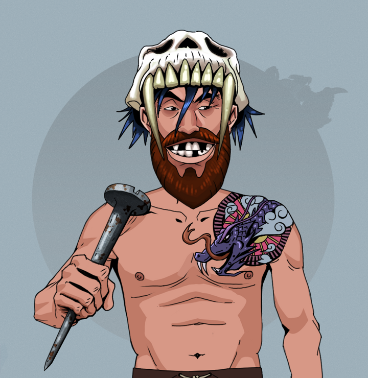Igor The Bear — Degen Dojo NFT art (Shirtless Runt, Grey Mist, Degens, Dragon Head Tattoo, Igor The Bear, Sabertooth Skull, Rusty Nail, Mint)