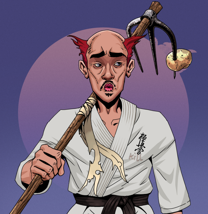 Masumi Steel — Degen Dojo NFT art (Shirtless Runt, Purple Night, Degens, Student Gi, Masumi Steel, Red Heihachi, Farmers Hoe, Mint)