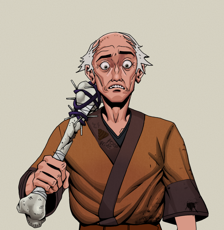Shitless Botan — Degen Dojo NFT art (Shirtless Runt, Warm Grey, Degens, Poop Pride Kimono, Shitless Botan, Kung Fu Master, Spiky Femur, Mint)