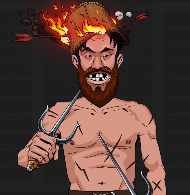Igor The Bear — Degen Dojo NFT art (Shirtless Runt, Shoji Night, Degens, Battle Scars, Igor The Bear, Burning Basket, Dual Sai, Mint)