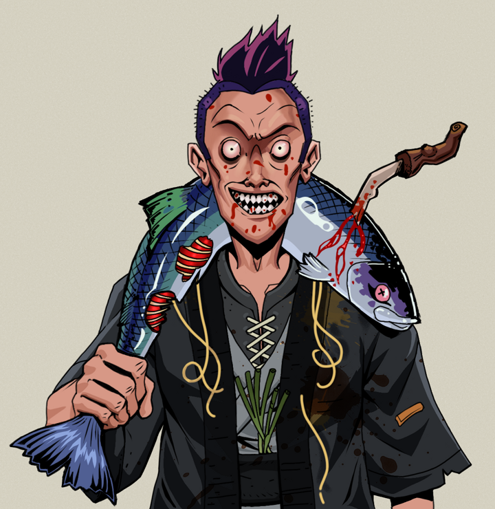 Assassin Fuzen — Degen Dojo NFT art (Shirtless Runt, Warm Grey, Degens, Glutton Fight, Assassin Fuzen, Yakuza Hooligan, Dead Fish, Mint)
