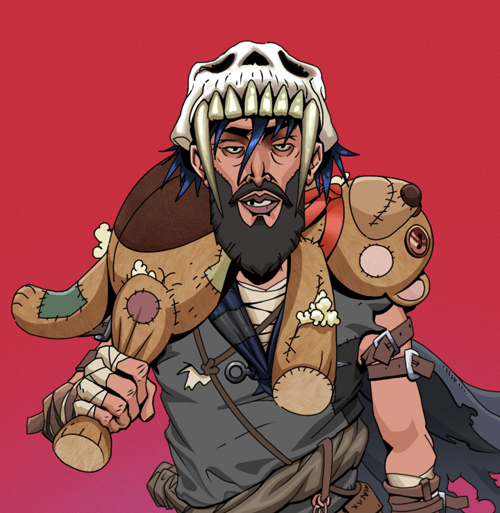 Serious Oleg — Degen Dojo NFT art (Shirtless Runt, Rising Sun, Degens, Villain, Serious Oleg, Sabertooth Skull, Teddy Bear, Mint)