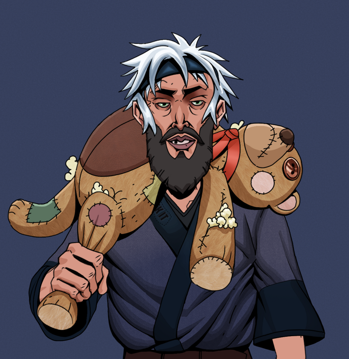 Serious Oleg — Degen Dojo NFT art (Shirtless Runt, Blue Evening, Degens, Fuck You Kimono, Serious Oleg, White Ruffian, Teddy Bear, Mint)