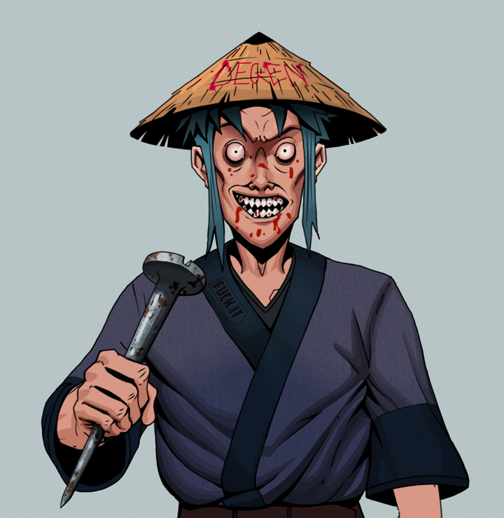 Assassin Fuzen — Degen Dojo NFT art (Shirtless Runt, Light Grey, Degens, Fuck You Kimono, Assassin Fuzen, Degen Graffiti Rice Hat, Rusty Nail, Mint)