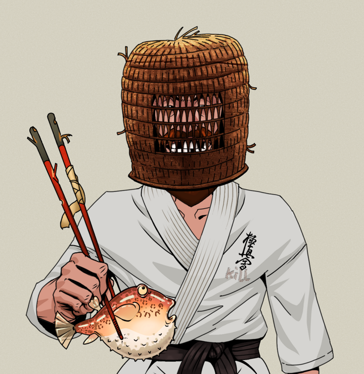 Igor The Bear — Degen Dojo NFT art (Shirtless Runt, Warm Grey, Degens, Student Gi, Igor The Bear, Tengai Basket, Frightened Fugu, Mint)