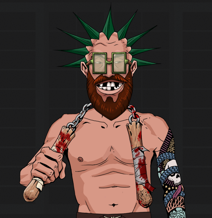 Igor The Bear — Degen Dojo NFT art (Shirtless Runt, Shoji Night, Degens, Skull Sleeve, Igor The Bear, Shoji Glasses, Zapachi, Bloody Nunchucks, Mint)