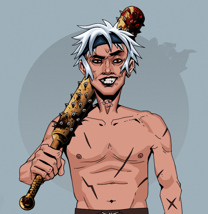 Junichiro — Degen Dojo NFT art (Shirtless Runt, Grey Mist, Degens, Battle Scars, Junichiro, White Ruffian, Yakuza Club, Mint)