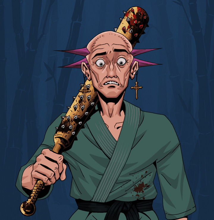 Shitless Botan — Degen Dojo NFT art (Jesuit Crosses, Night Forest, Degens, Fight Gi, Shitless Botan, Shirtless Runt, Dejen Mohawk, Yakuza Club, Mint)