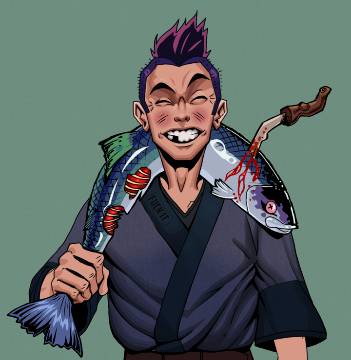 Cheery Haru — Degen Dojo NFT art (Shirtless Runt, Olive Green, Degens, Fuck You Kimono, Cheery Haru, Yakuza Hooligan, Dead Fish, Mint)